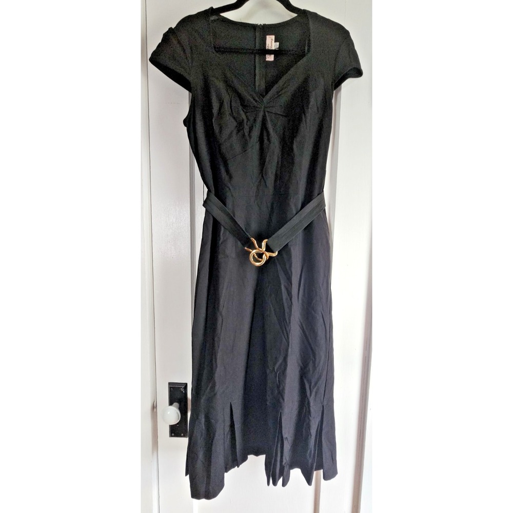 Stop Staring black body con Paris dress‎ ruffle hem stretchy w/belt womans 1X